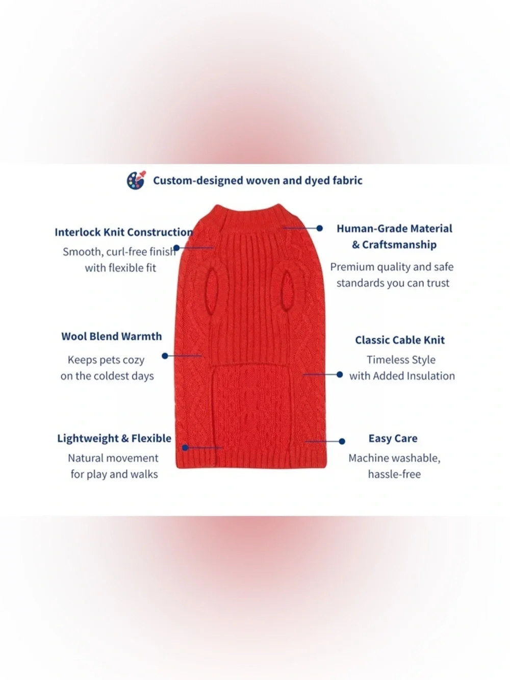 NWT-Large Dog Red cable knit sweater Soft, warm and comfortable